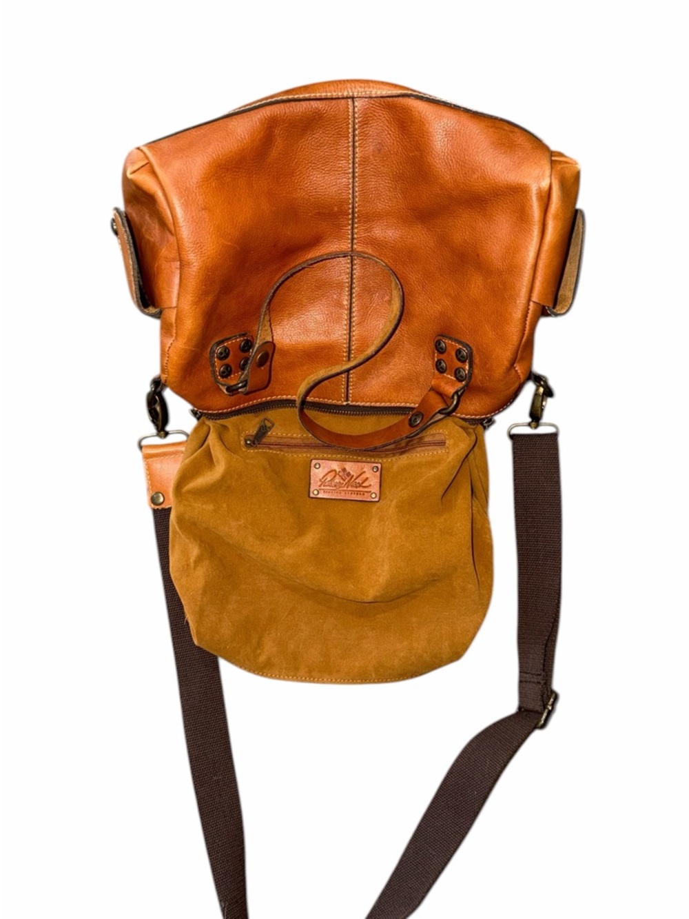 Patricia Nash Cognac Pebbled Leather Satchel Handbag Y2K Vintage Style - Picture 7 of 7